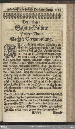 Der lustigen Schau-Bühne Andern Theils Sechste Versammlung
