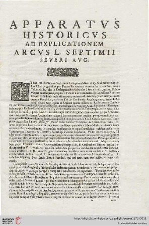 Apparatus historicus ad explicationem arcus L. Septimii Severi Aug.