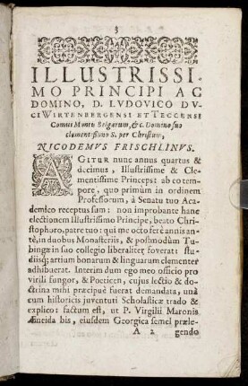 Illustrissimo Principi Ac Domino, D. Ludovico Duci Wirtenbergensi [...]
