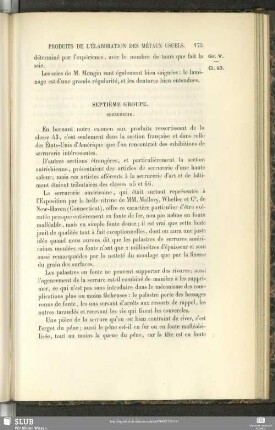 Septième Groupe. Serrurerie