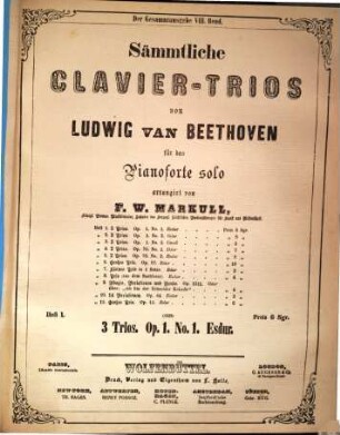 Sämmtliche Compositionen, 8. Sämmtliche Clavier-Trios für das Pianoforte solo
