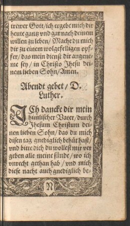Abendt gebet/ D. Luther.