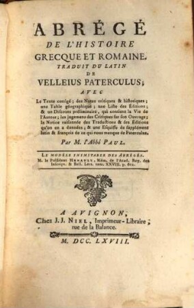 Abrégé de l'histoire grecque et romaine