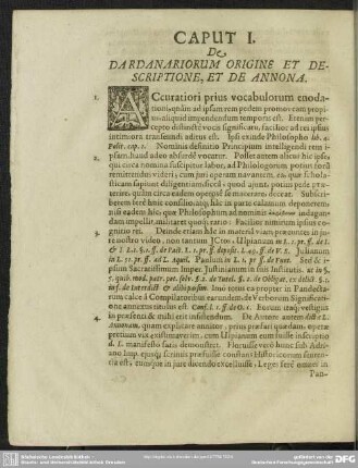 Caput I. De Dardanariorum Origine Et Descriptione, Et De Annona