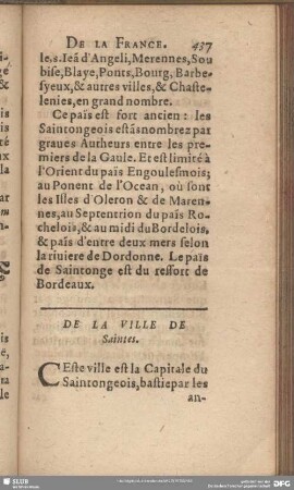 De La Ville De Saintes