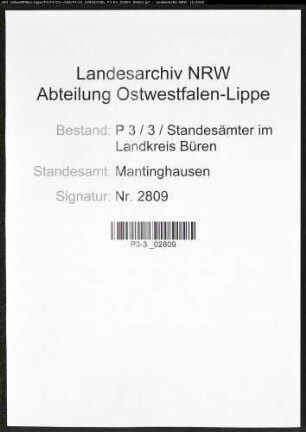 Sterberegister Standesamt Mantinghausen