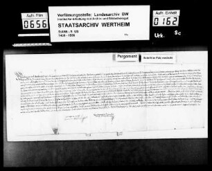 Die Grafen Heinrich und Wolfgang zu Löwenstein (Lewenstein), Herren zu Scharfeneck, erklären ihre Zustimmung zu dem Vertrag der Grafen Ludwig und Albrecht zu Löwenstein (Lewenstein) d. d. 1572, Januar 23, Löwenstein.