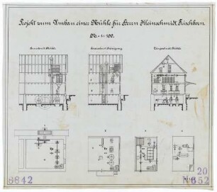 Technische Zeichnung : Projekt zum Umbau einer Mühle für Herrn H. Kleinschmidt, Frischborn