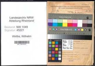 Entnazifizierung Wilhelm Wirths , geb. 29.03.1907 (Arbeiter)