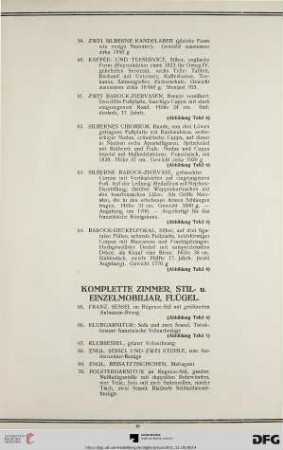 Komplette Zimmer, Stil- u. Einzelmobiliar, Flügel (Nr. 65-106)
