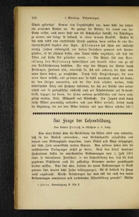 Zur Frage der Lehrerbildung