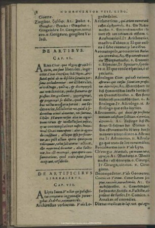 De Artibus. Cap. VI