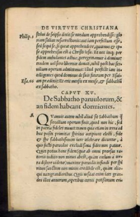 Caput XV. De Sabbatho parvulorum, & an fidem habeant dormientes.
