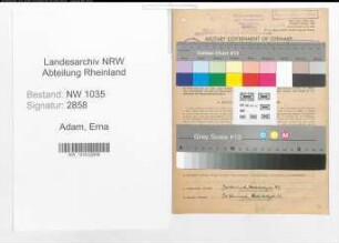 Entnazifizierung Erna Adam , geb. 29.08.1911 (Jugendleiterin)