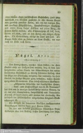 Vogel. Aves. (Fortsetzung)