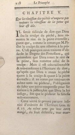 Chapitre V. Que la rémission des péchés n'emporte pas toujours la rémission de la peine qui leur est due.