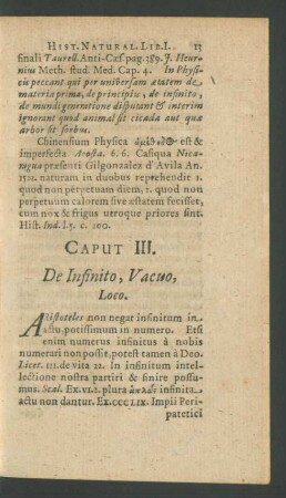 Caput III. De Infinito, Vacuo, Loco