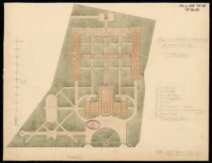 Kurhaus und Badeanlage, Hamm Monatskonkurrenz März 1882: Lageplan 1:500; Maßstabsleiste
