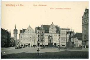 Wittenberg. Markt m.d. Denkmälern Luthers u. Melanchthons
