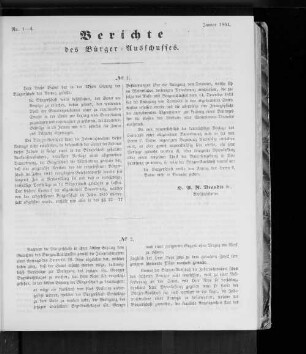 Nr. 1-4 Berichte des Bürger-Ausschusses. Januar 1861