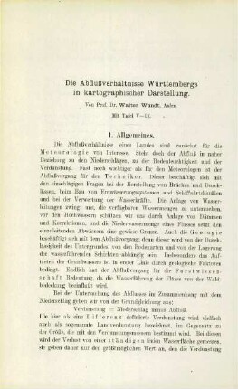 Die Abflußverhältnisse Württembergs in kartographischer Darstellung