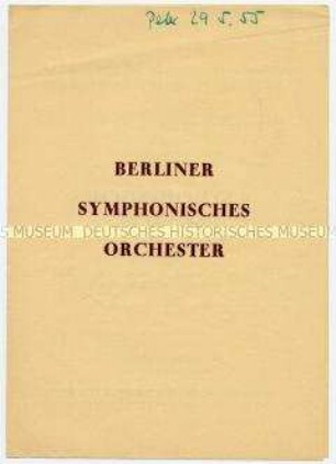 Programm des Berliner Symphonischen Orchesters