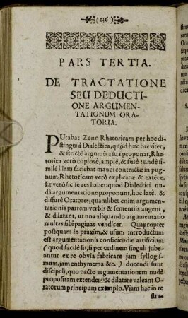 Pars Tertia. De Tractatione Seu Deductione Argumentationum Oratoria.