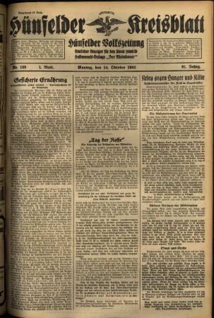 Erste Ausgabe vom Montag, den 14. Oktober 1935.