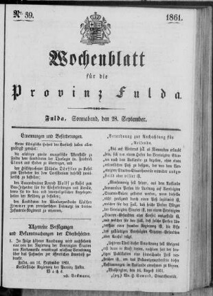Nr. 39, Ausgabe vom 28. September 1861