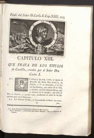 Capitulo XIII. Titulos del Señor Don Carlos I.
