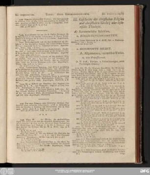 III. Geschichte der christlichen Religion und christlichen Kirche; oder historische Theologie.