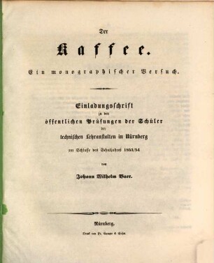 Jahresbericht über die technischen und landwirtschaftlichen Lehranstalten in Nürnberg. 1853/54