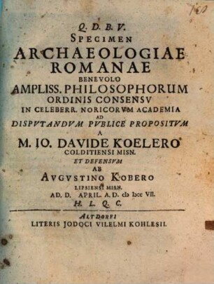 Specimen Archaeologiae Romanae