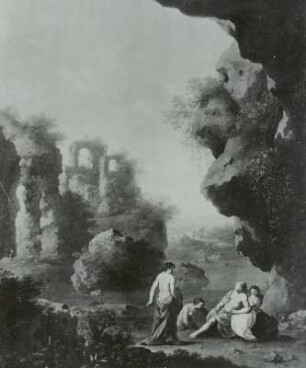 Landschaft mit vier halbnackten Frauen