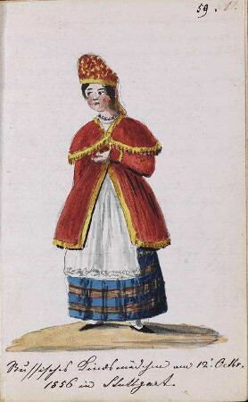 'Russisches Kindsmädchen am 12. Okt.1856 in Stuttgart' Aquarell