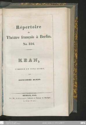 Kean : comédie en cinq actes