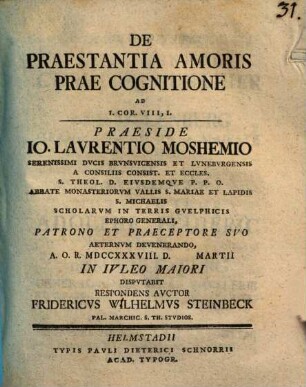 De praestantia amoris prae cognitione, ad 1 Cor. VIII, 1.