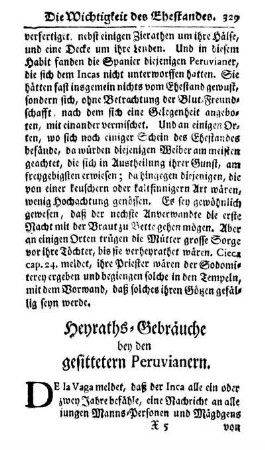 Heyraths-Gebräuche bey den gesittetern Peruvianern.