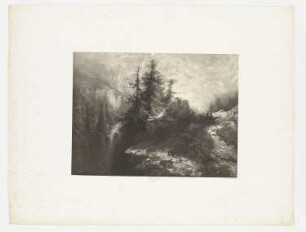 Berglandschaft mit Tannen, Blatt 6 der Folge "Zeichenunterricht im Hinblick auf die Landschaft"