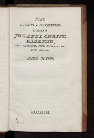 Johanni Christ. Fabricio