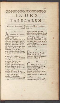 Index fabularum.