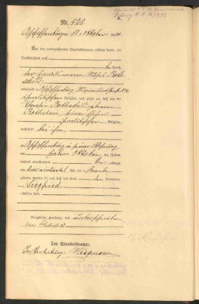 Standesamtsbuch der Stadt Aschaffenburg: Geburten 365/1900 - 184/1901
