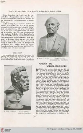Personal- u. Atelier-Nachrichten - Von Ausstellungen und Sammlungen - Denkmäler