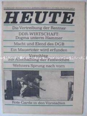 Erste Ausgabe ("Nullnummer") der West-Berliner Wochenzeitung "HEUTE" u.a. über den Alltag in der DDR