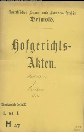 Hartmann, Georg Henrich zu Barntrup gegen Schuldner