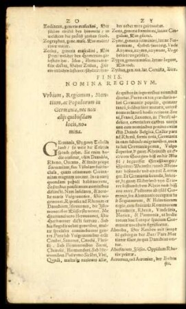 Urbium, Regionum, Montium, ac Populorum in Germania, nec non aliis quibusdam locis nomina.