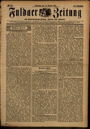 Erste Ausgabe vom Samstag, den 14. August 1897.