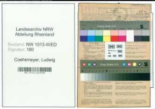 Entnazifizierung Ludwig Coehsmeyer , geb. 12.08.1899 (Lehrer)