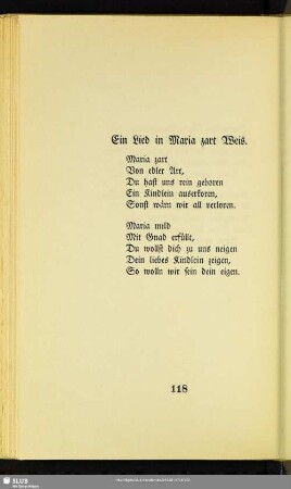 Ein Lied in Maria zart Weis