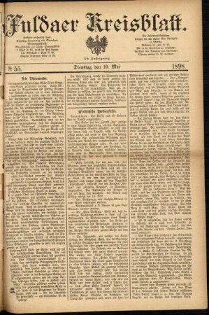 Erste Ausgabe vom Dienstag, den 10. Mai 1898.